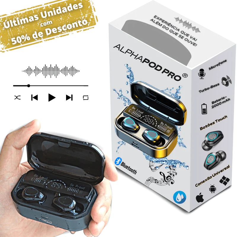 PhoneBass Pro® Fone Bluetooth à Prova d’água - COMPRE 1 LEVE 2 (ÚLTIMO DIA)